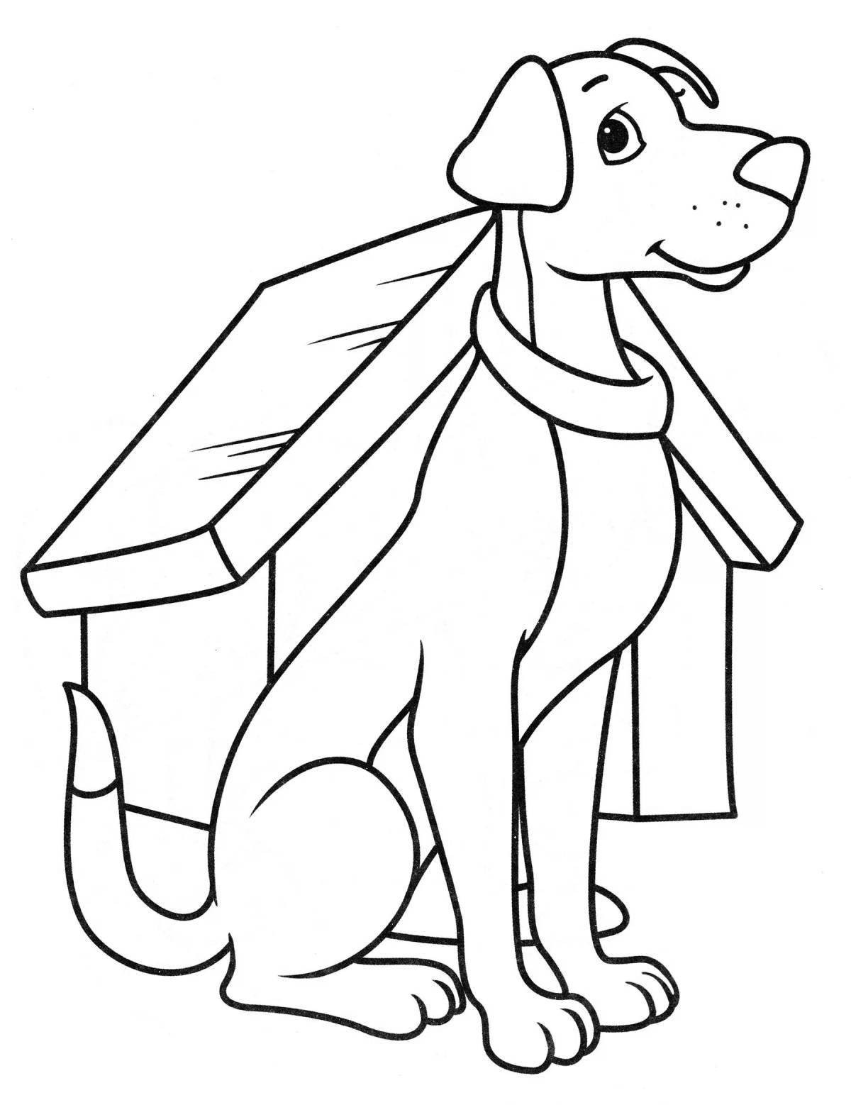 Fancy doghouse coloring page