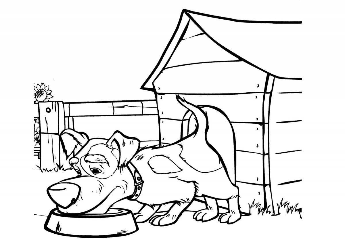Coloring page glittering doghouse