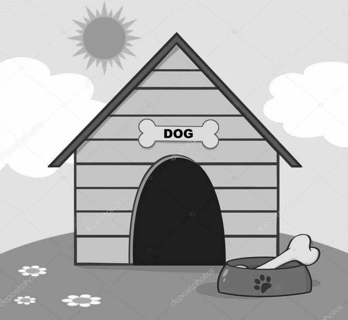 Sweet dog house coloring page