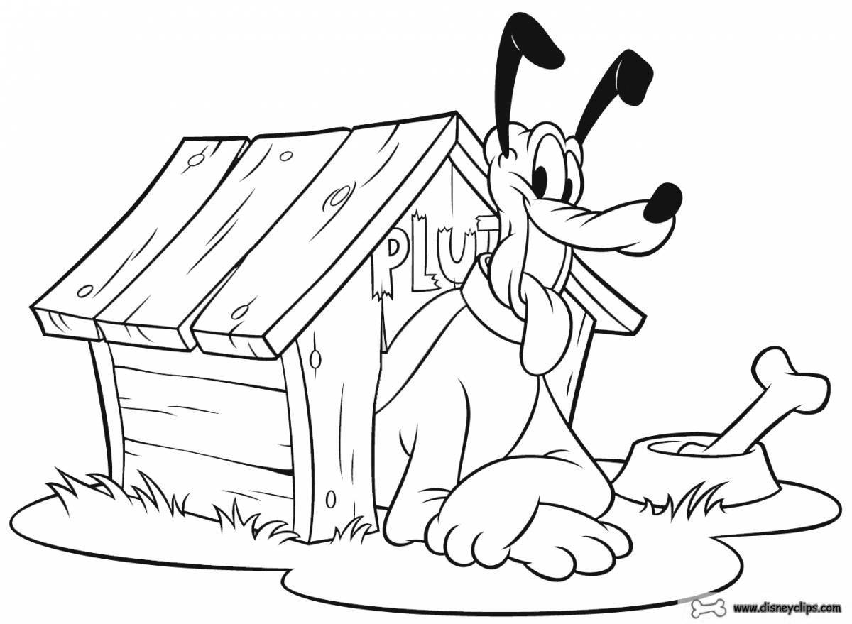 Adorable doghouse coloring page