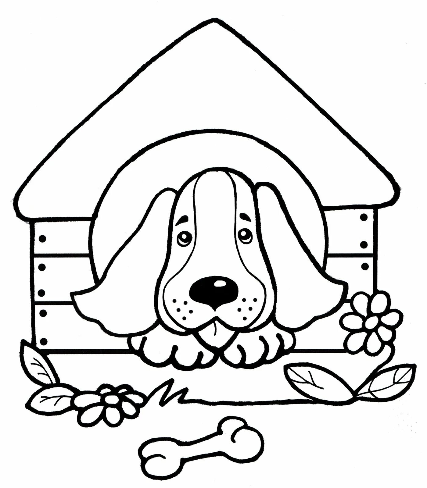 Holiday dog ​​house coloring page