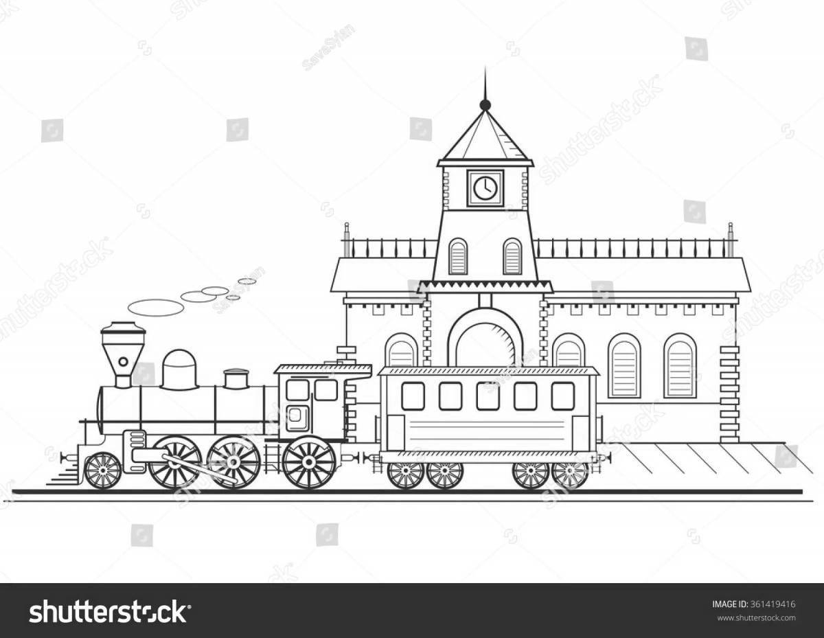 Attractive train station coloring book for kids