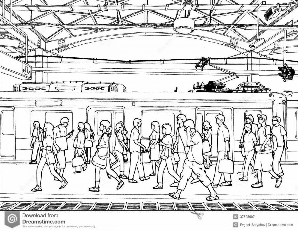 Exquisite train station coloring book for kids