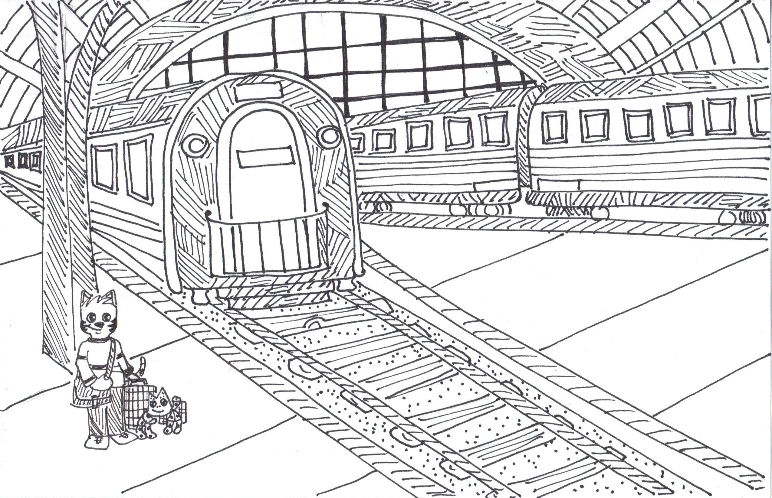 Nice train station coloring pages for kids