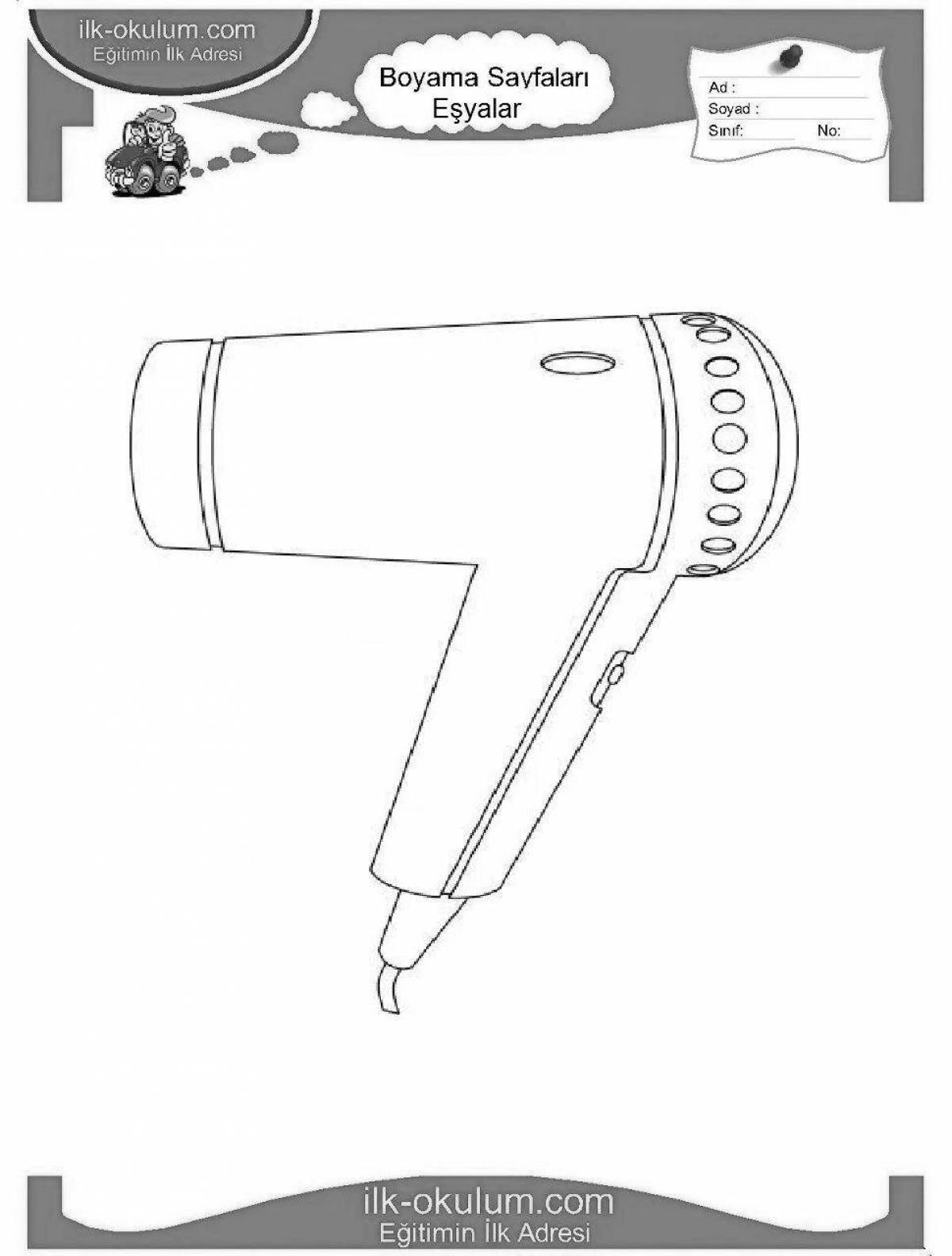 Junior Glowing Hair Dryer Coloring Page
