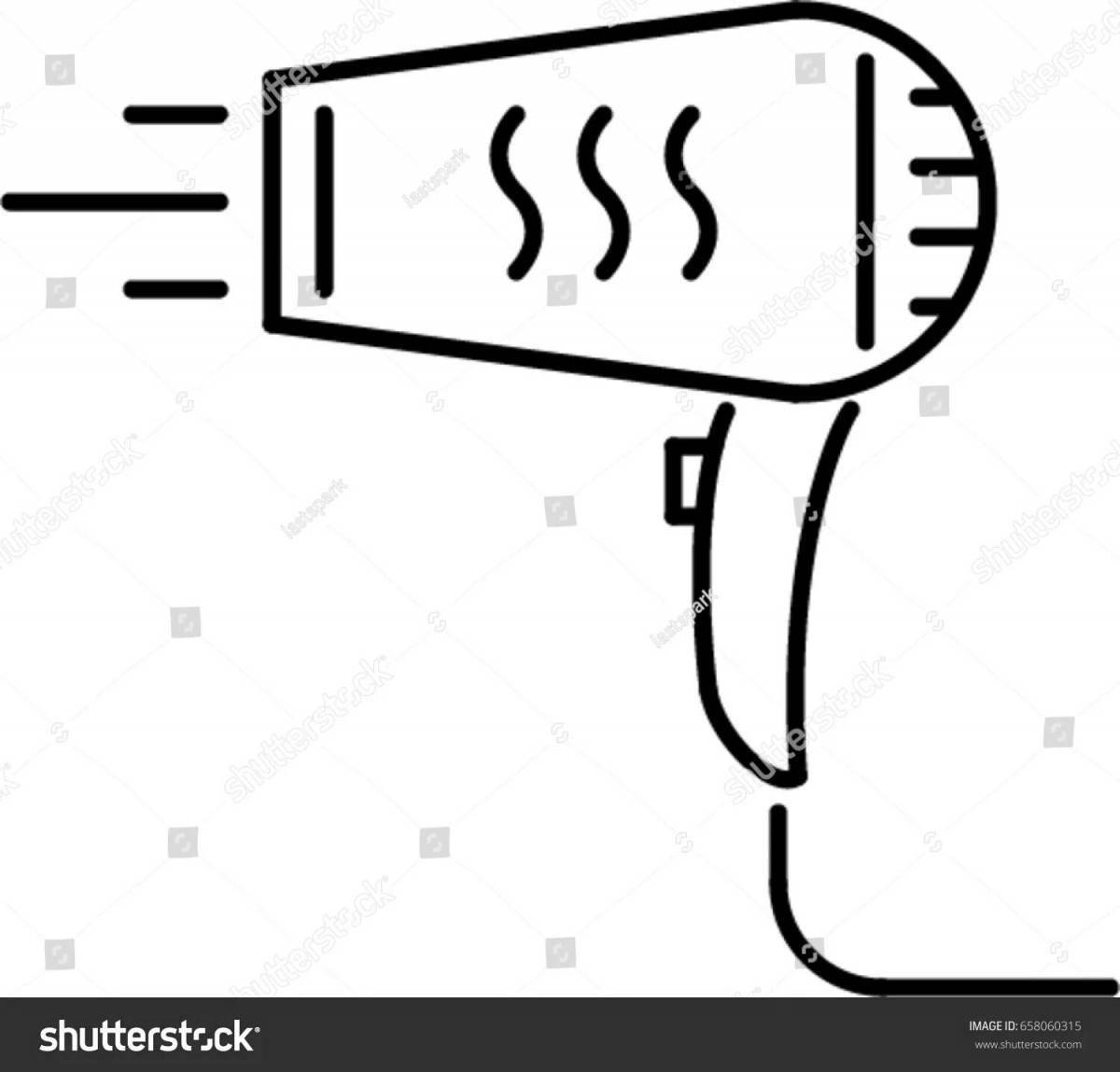 Coloring page adorable hair dryer for preschoolers