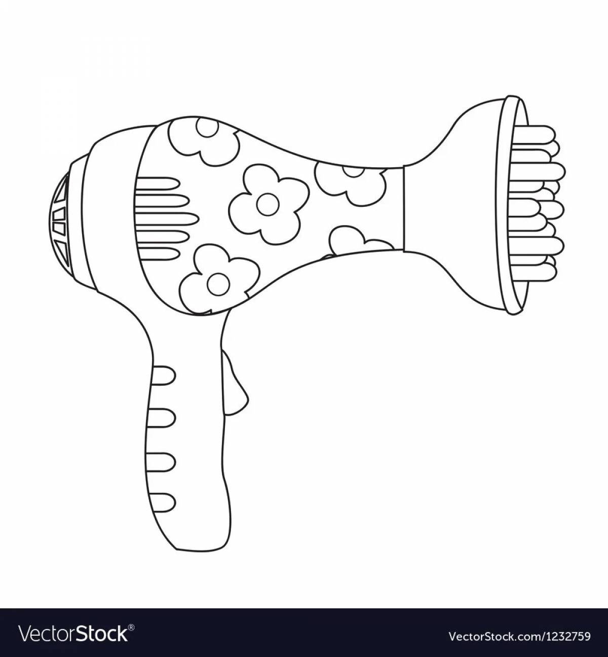 Coloring pages joyful hair dryer for kids