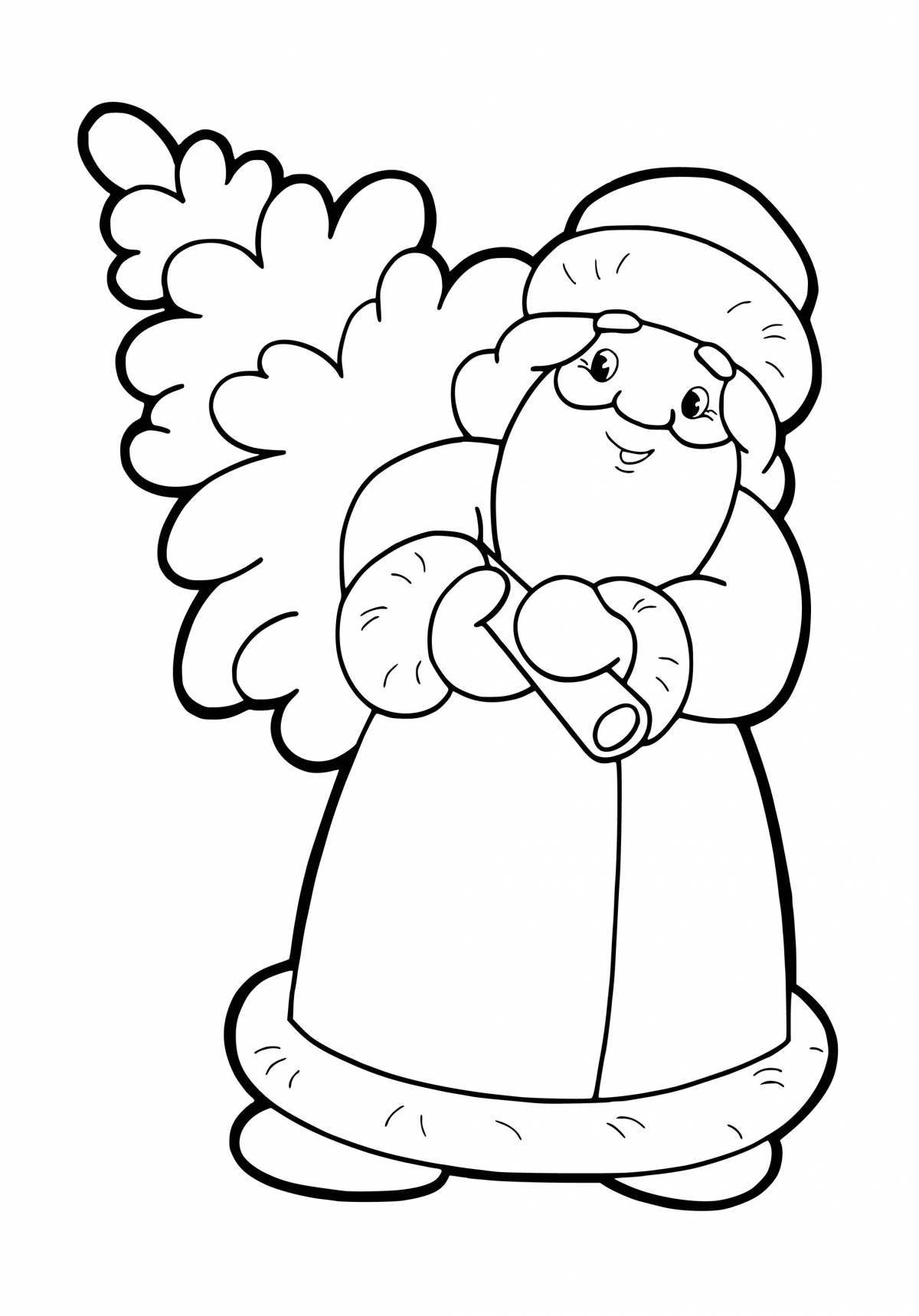 Coloring page festive santa claus