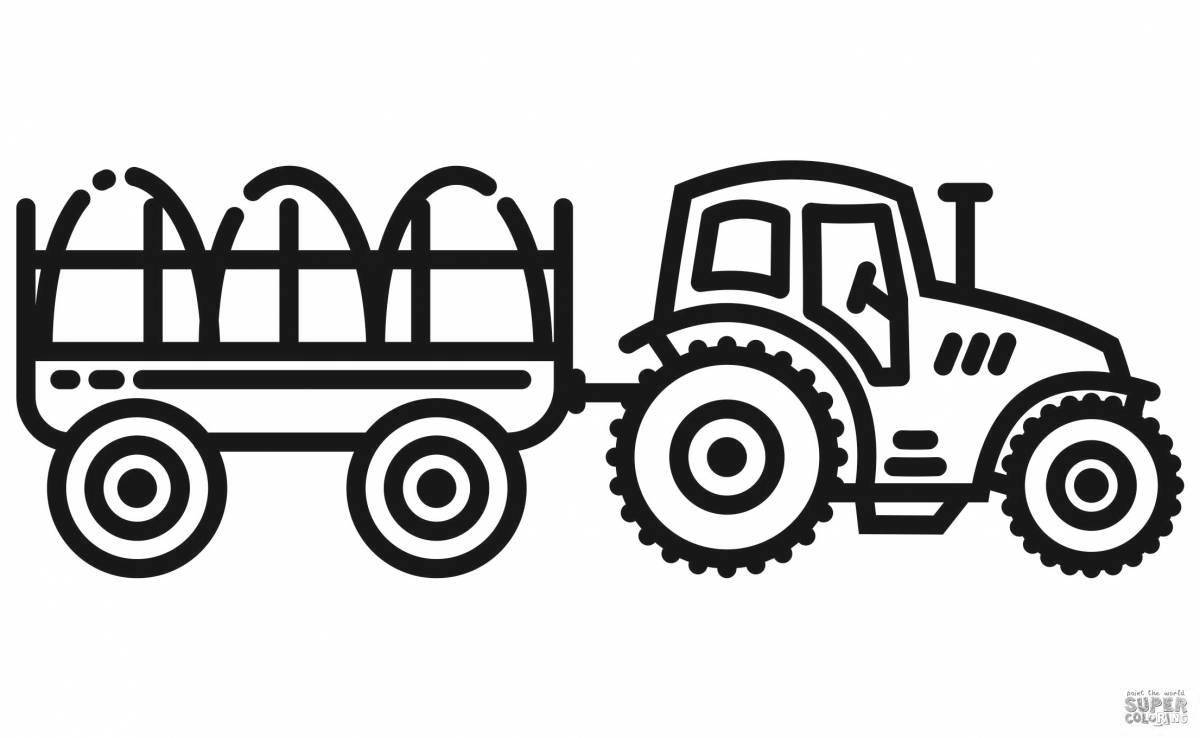 Coloring animated tractor with cart