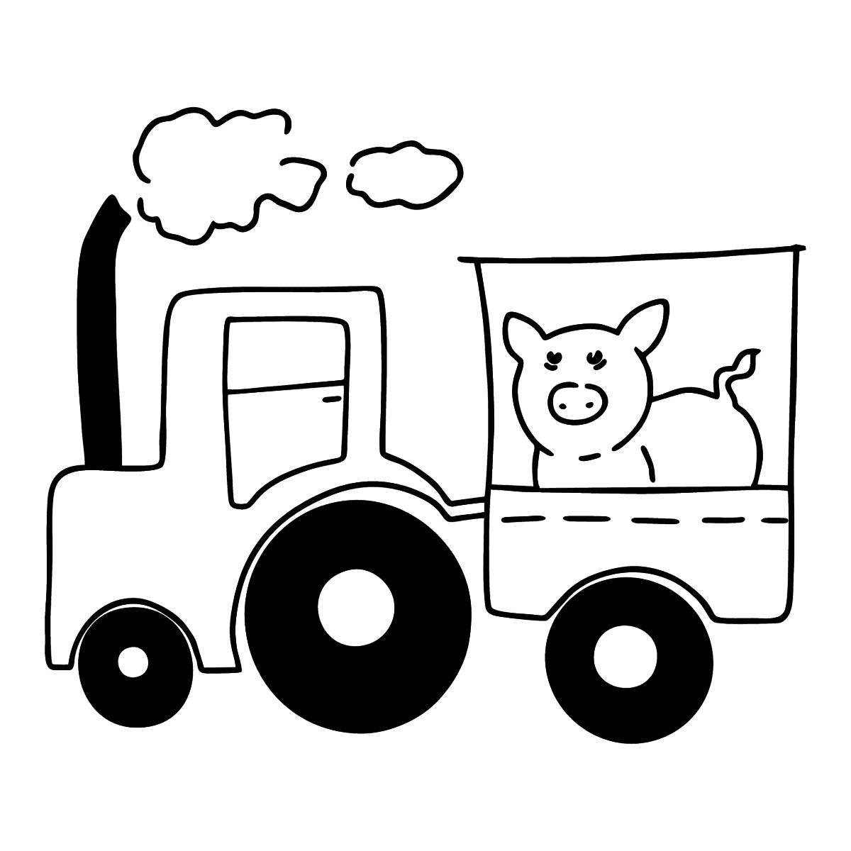 Tractor with cart color-lush coloring page