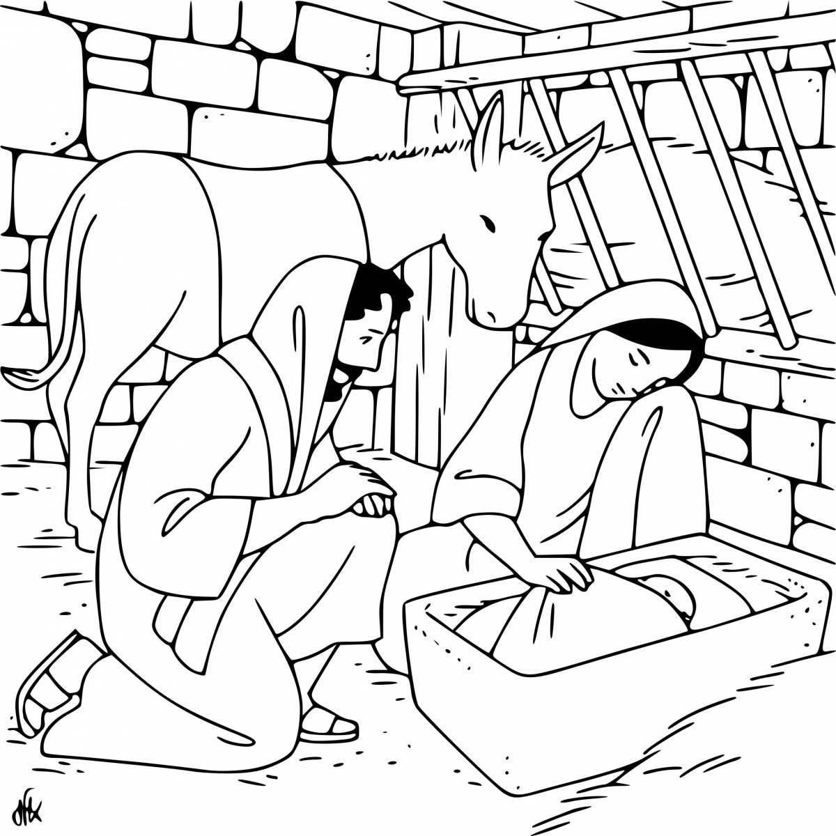 Coloring page magnificent jesus in the manger
