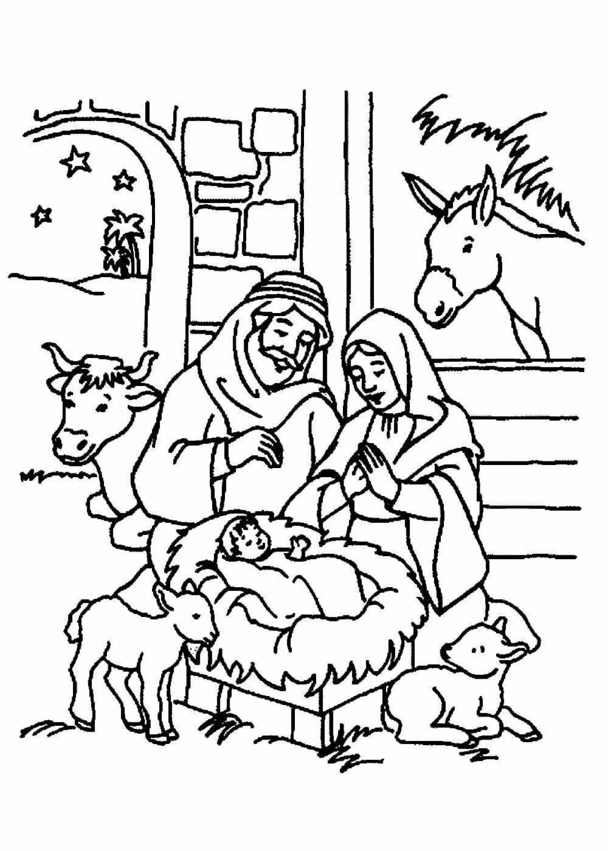 Exquisite jesus in the manger coloring book