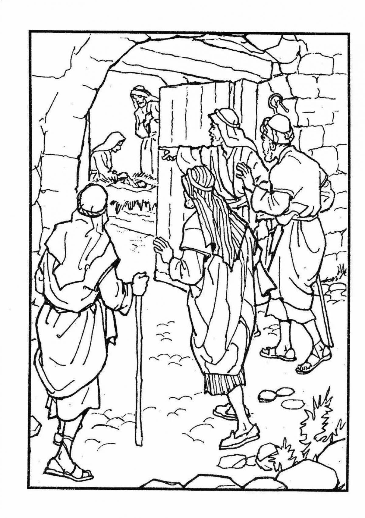 Coloring page jesus in the manger