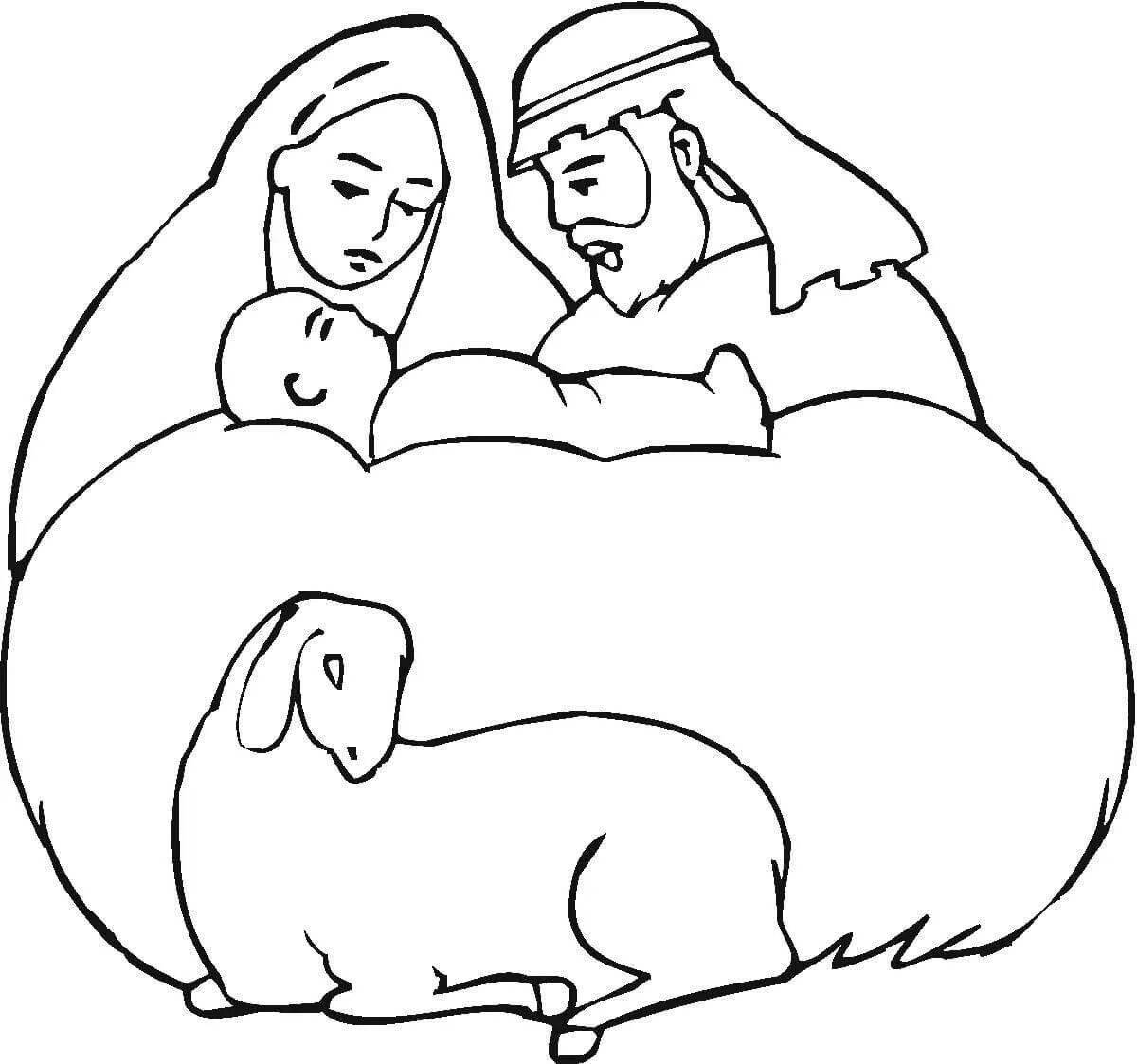 Coloring page luxurious jesus in the manger