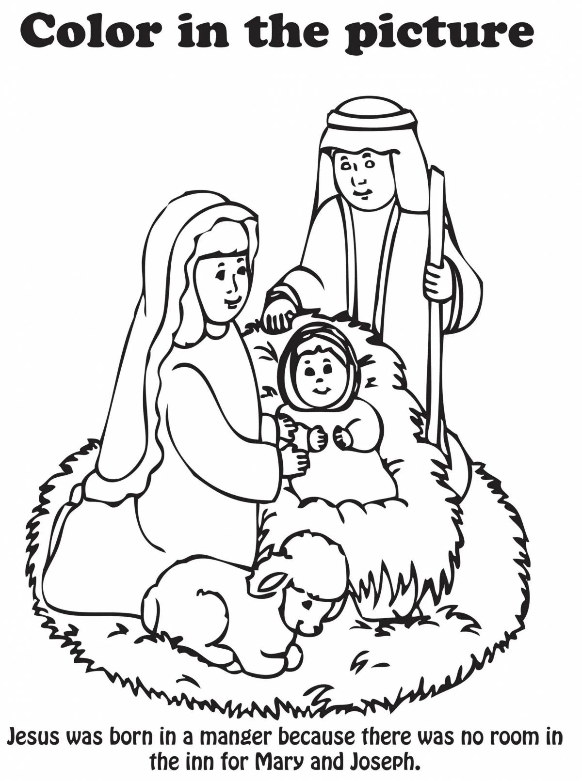 Glorious jesus in the manger coloring book