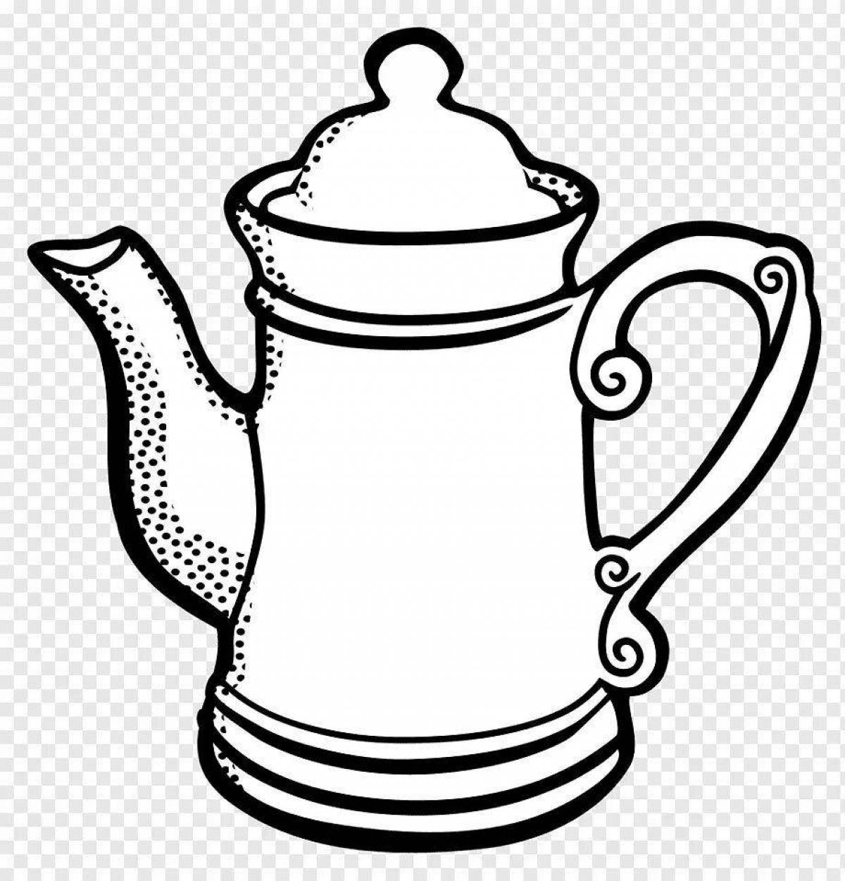 Adorable teapot and mug coloring book