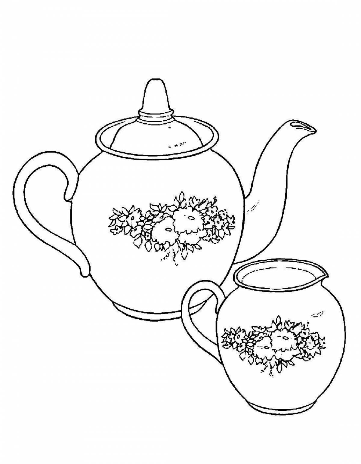 Great teapot and mug coloring book