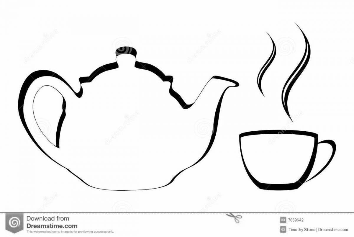 Раскраска сияющий чайник и кружка
