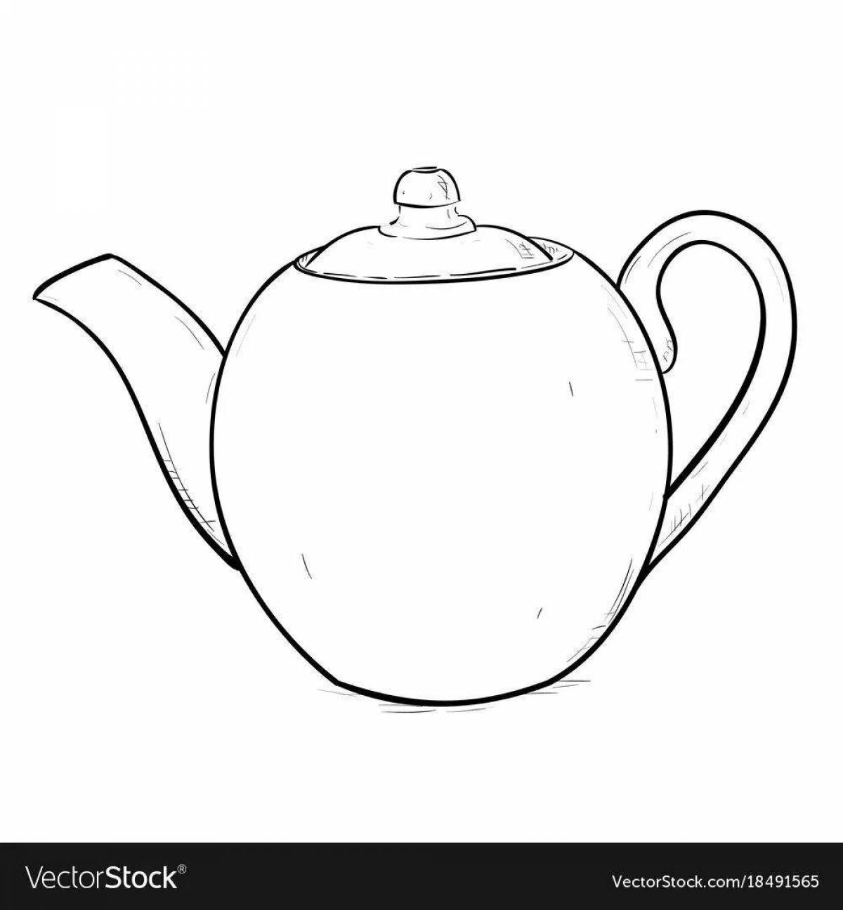 Coloring page happy teapot and mug