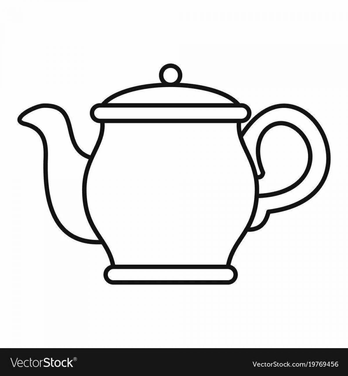 Crazy colored teapot and mug coloring page