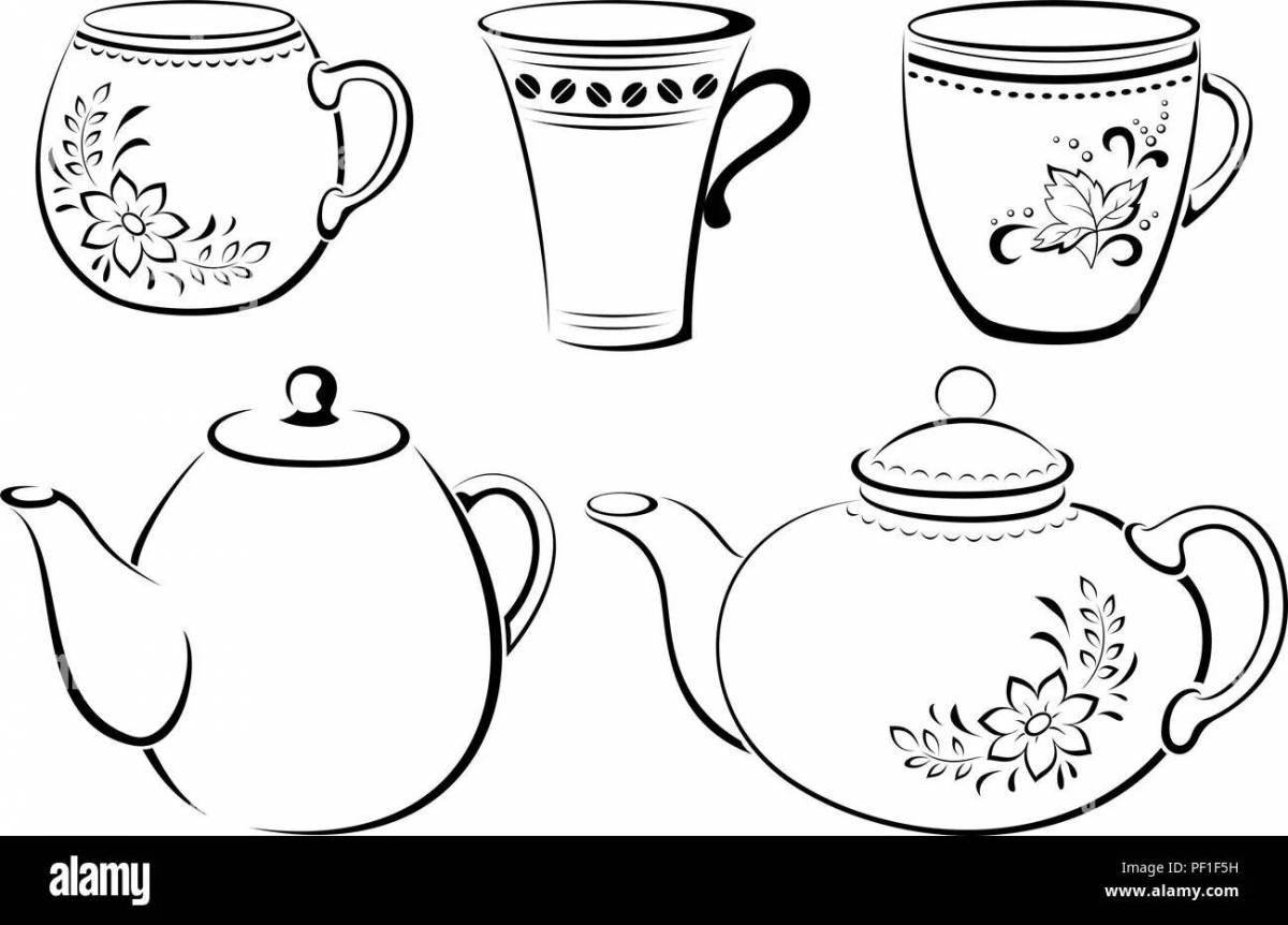 Coloring teapot and mug color-wild