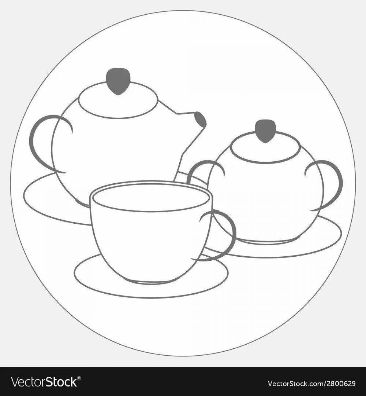 Color explosion teapot and mug coloring book