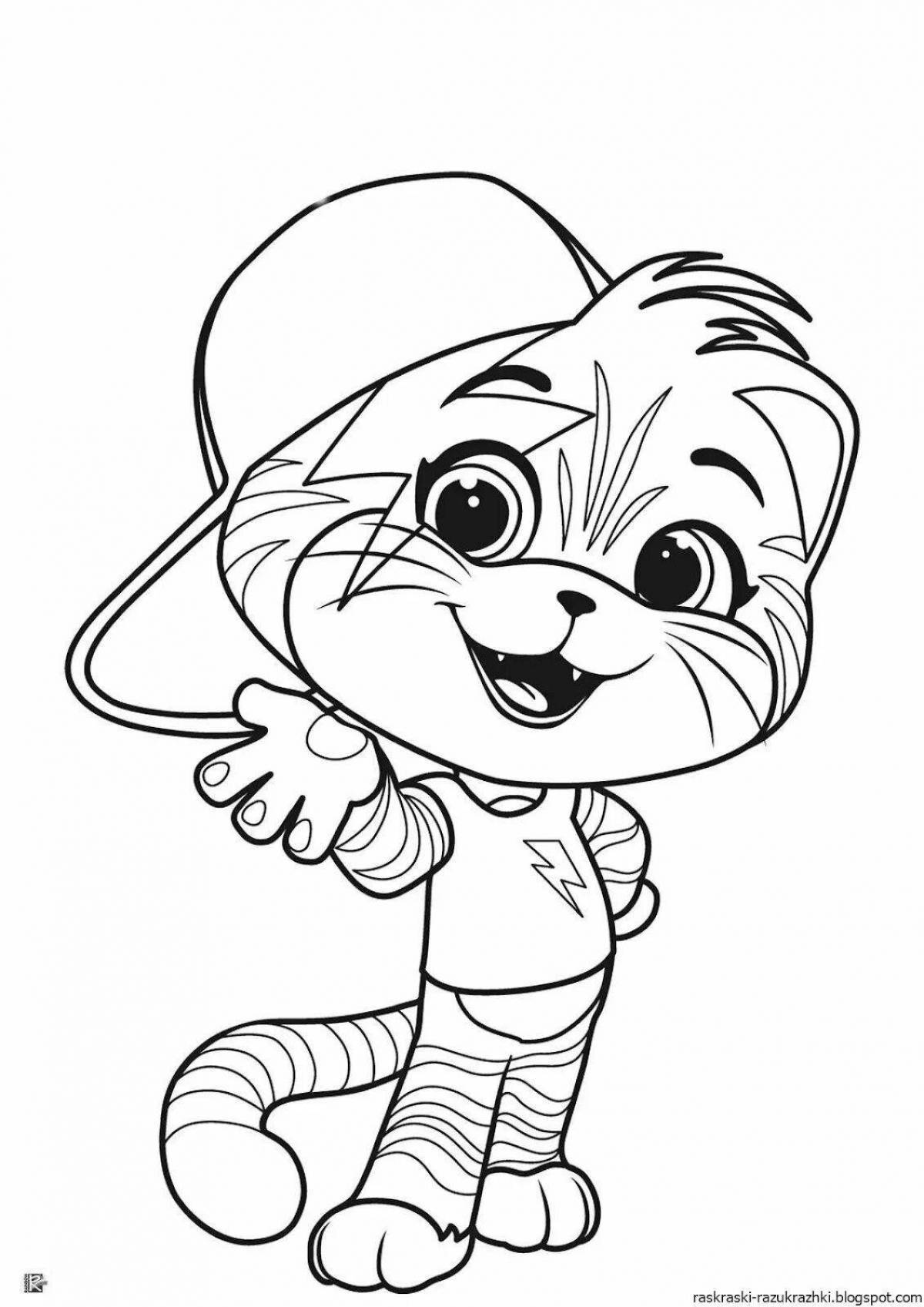 Coloring page of a giggling cartoon girl