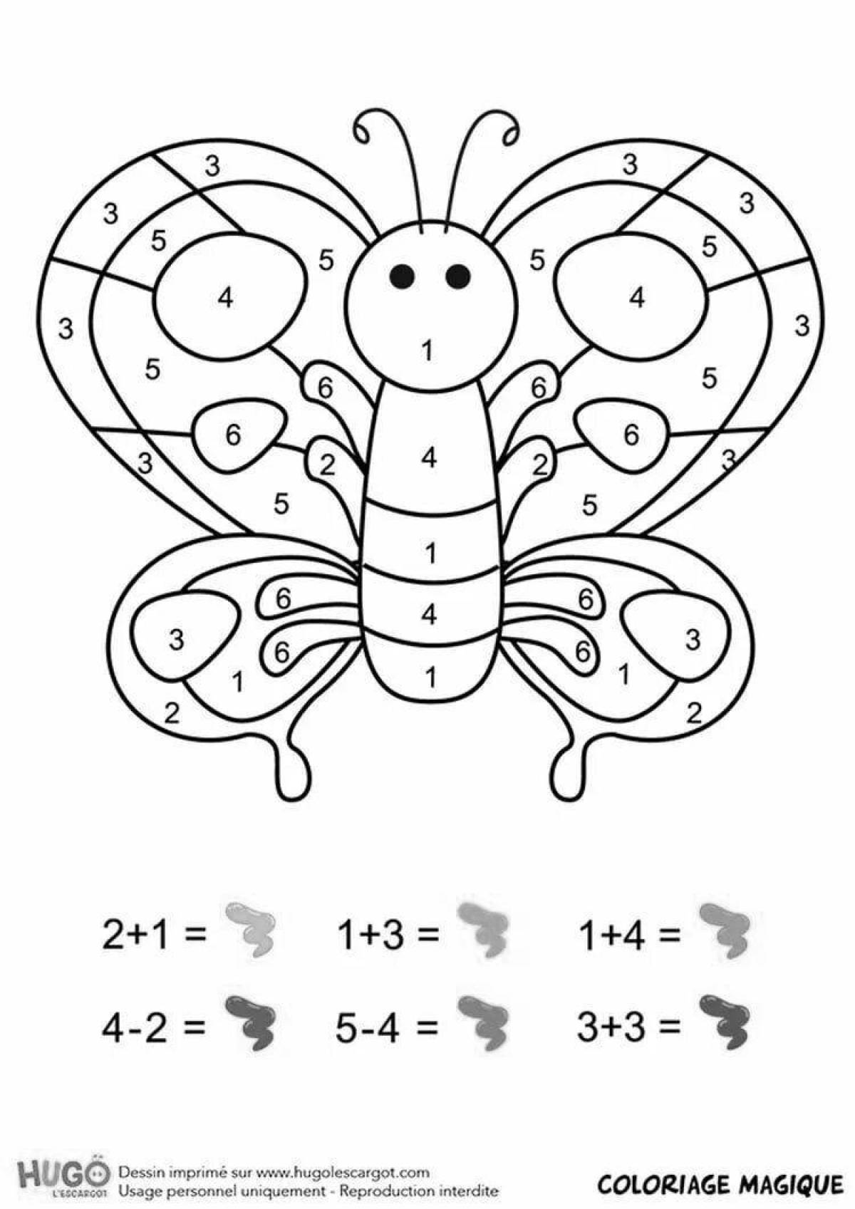 Adorable Butterfly by Number Coloring Pages