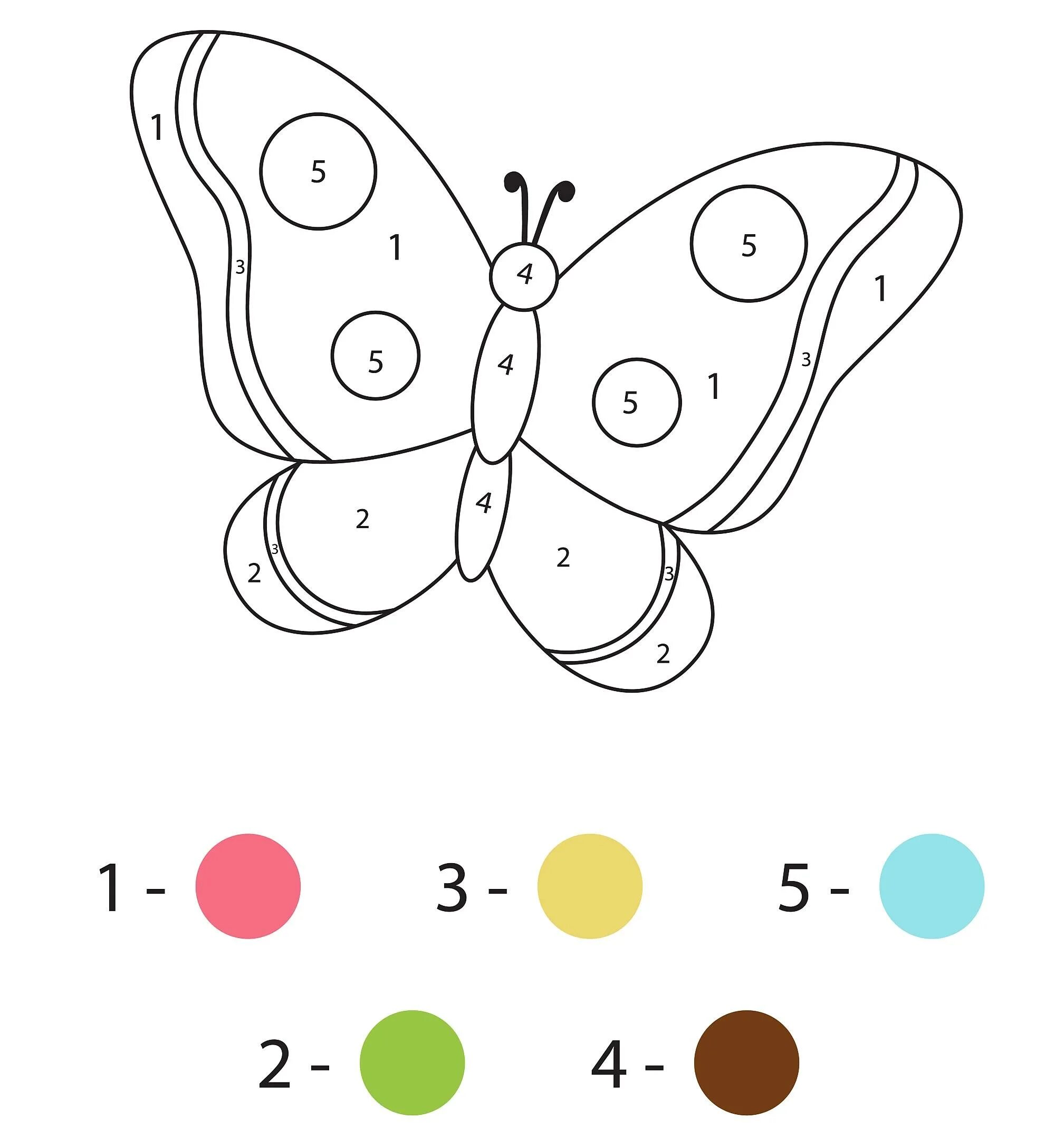 Раскраска мечтательная бабочка по номерам