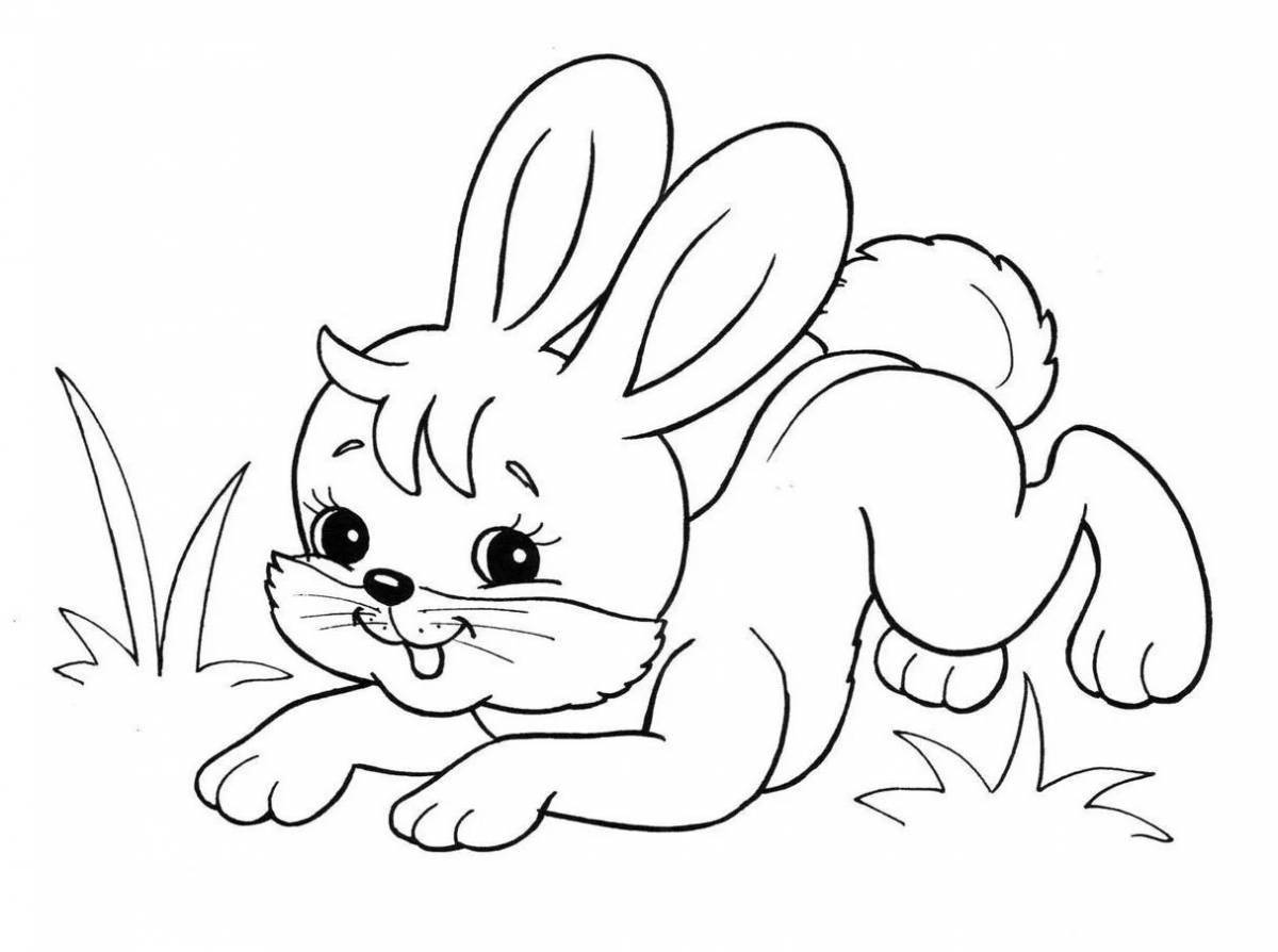 Cute bunny coloring book with a bow