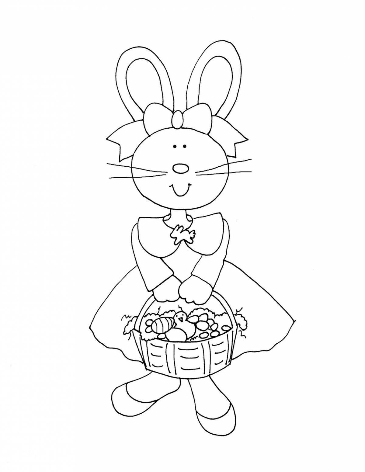 Glitter coloring rabbit with a bow