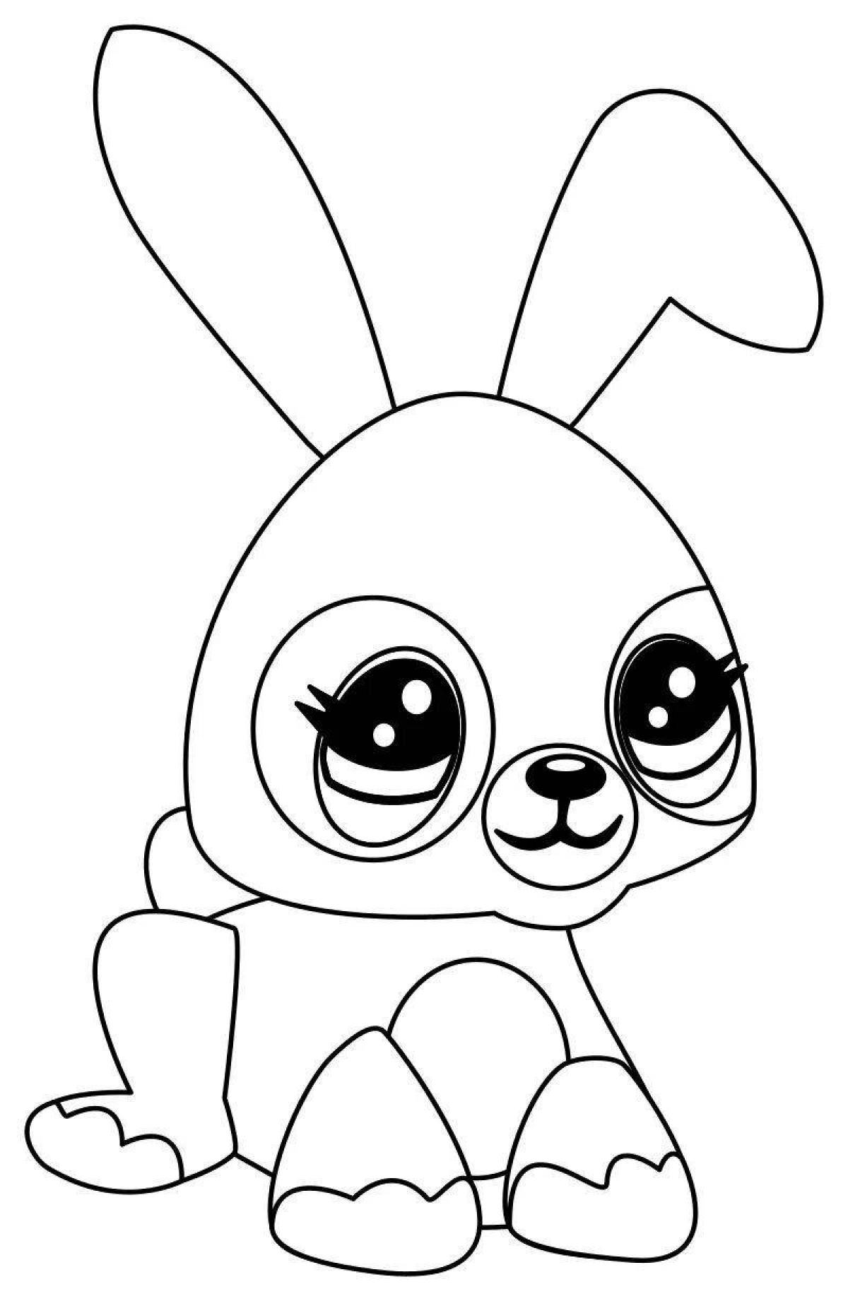 Happy coloring page bunny with a bow