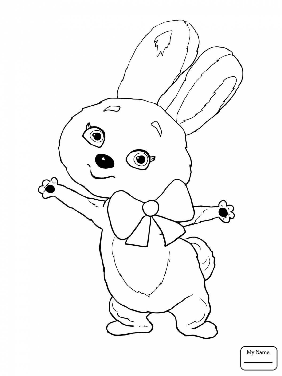 Wiggly coloring page bunny with a bow