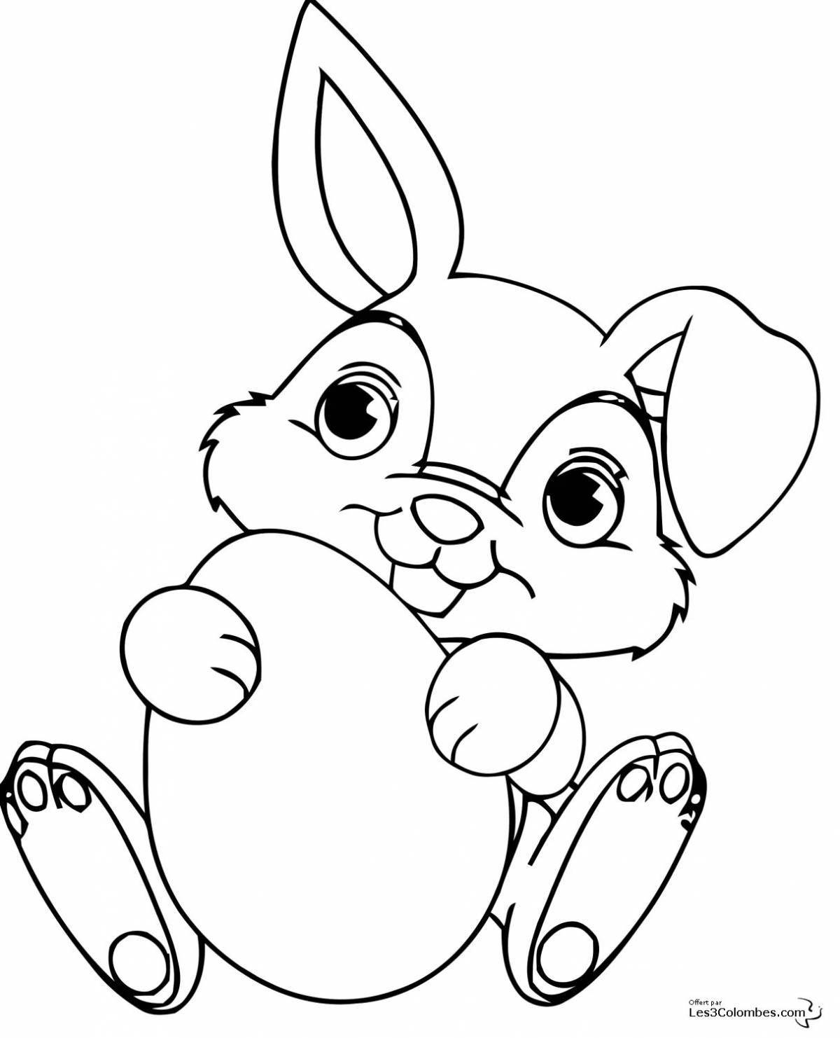 Причудливая раскраска кролик с бантиком