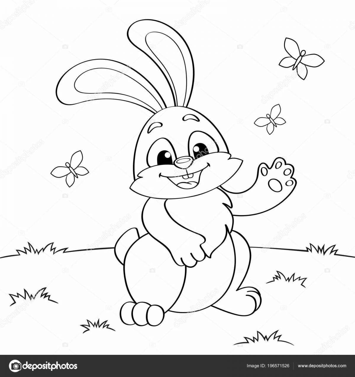 Wavy coloring rabbit with a bow