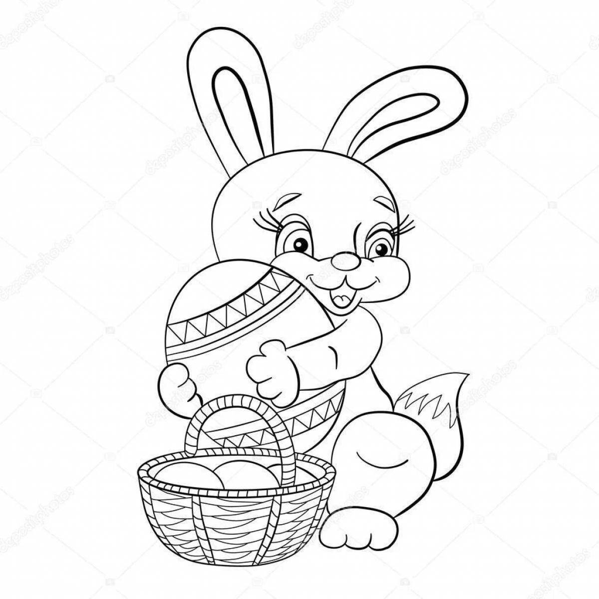 Бархатистая раскраска кролик с бантиком