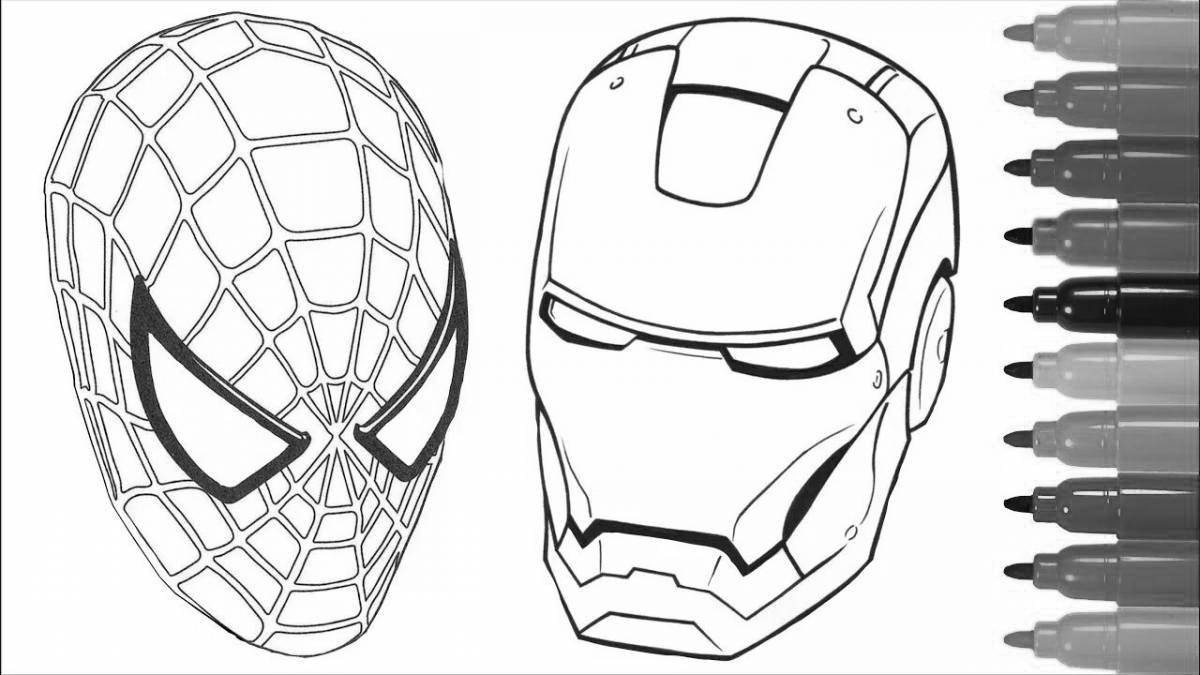 Coloring complex iron man mask