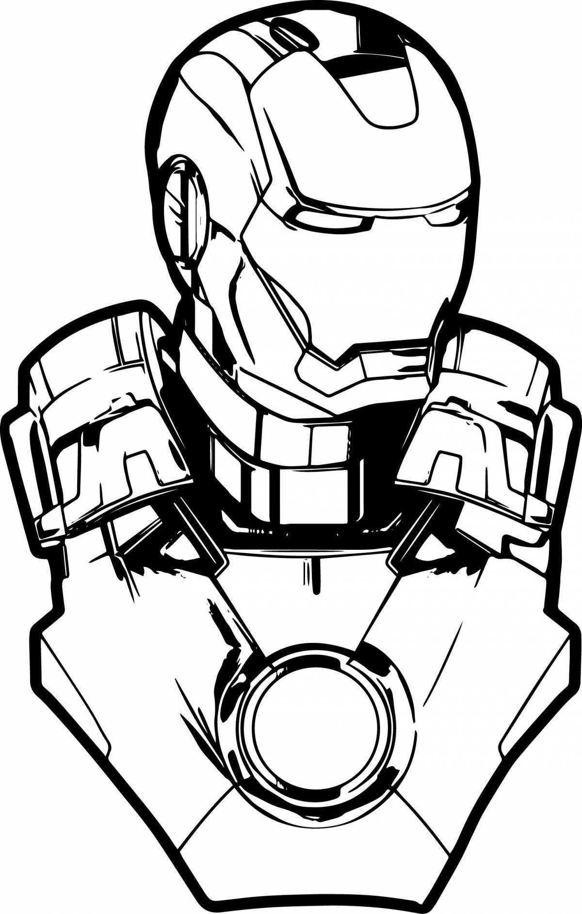 Charming iron man mask coloring page