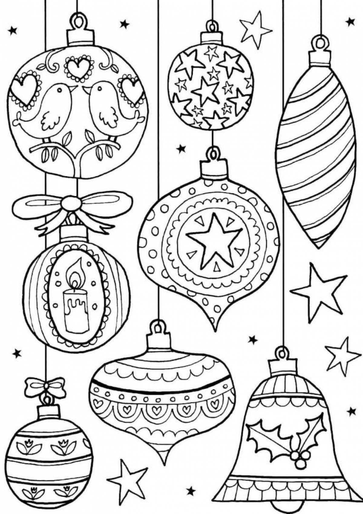 Glowing Christmas toy ball coloring page