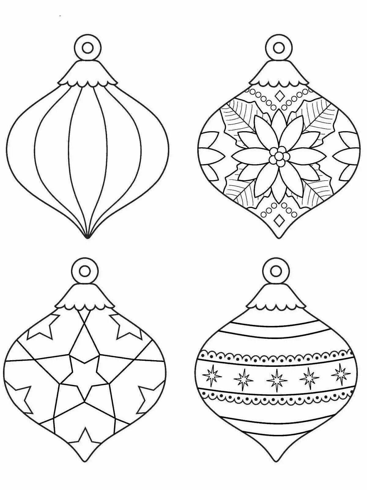 Coloring book shining Christmas toy ball