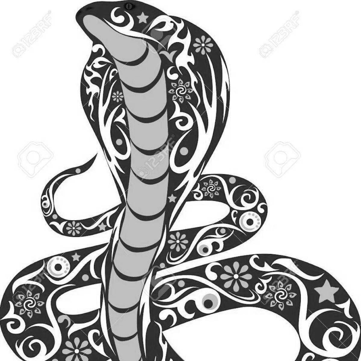 Glitter blue budge snake coloring page