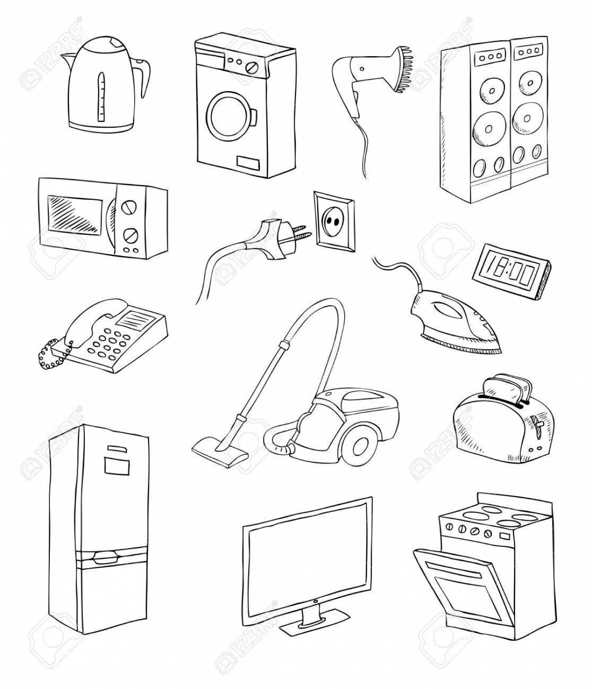 Coloring page gorgeous furniture and household appliances