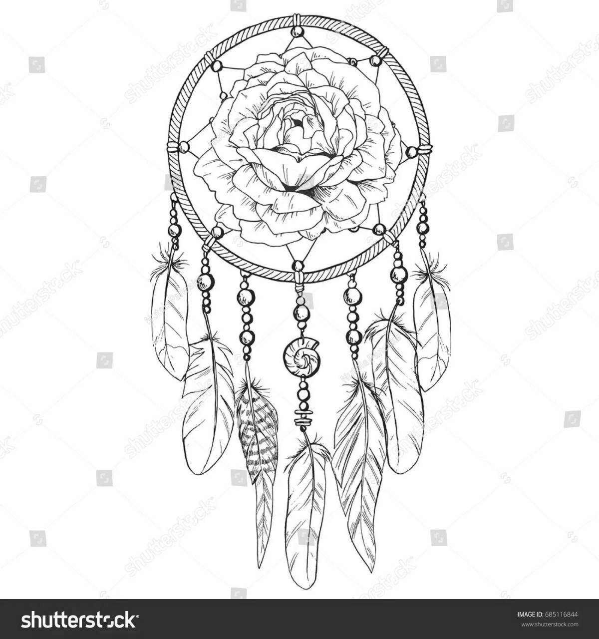 Charming coloring book antistress dream catcher