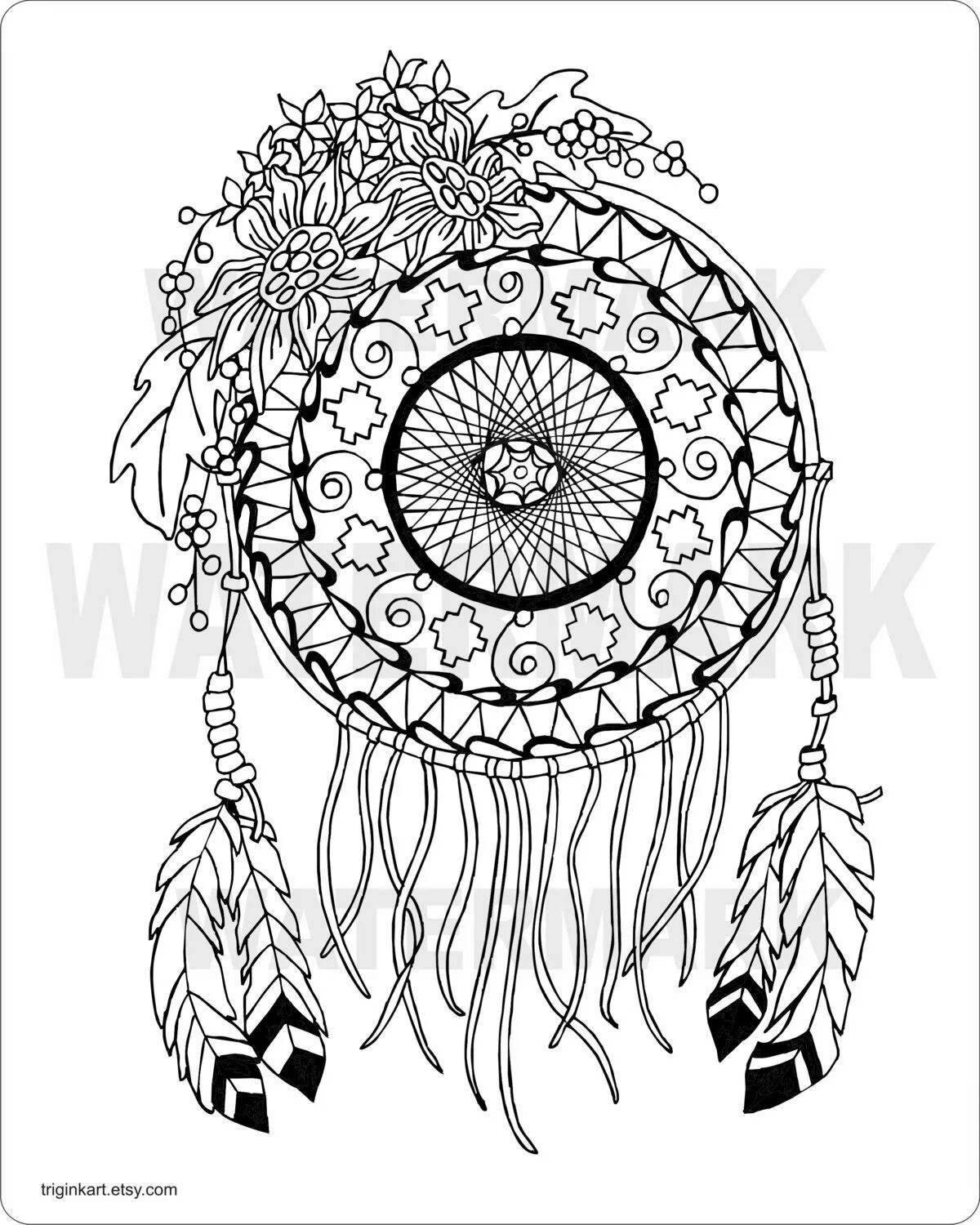 Photo Shining coloring book antistress dream catcher