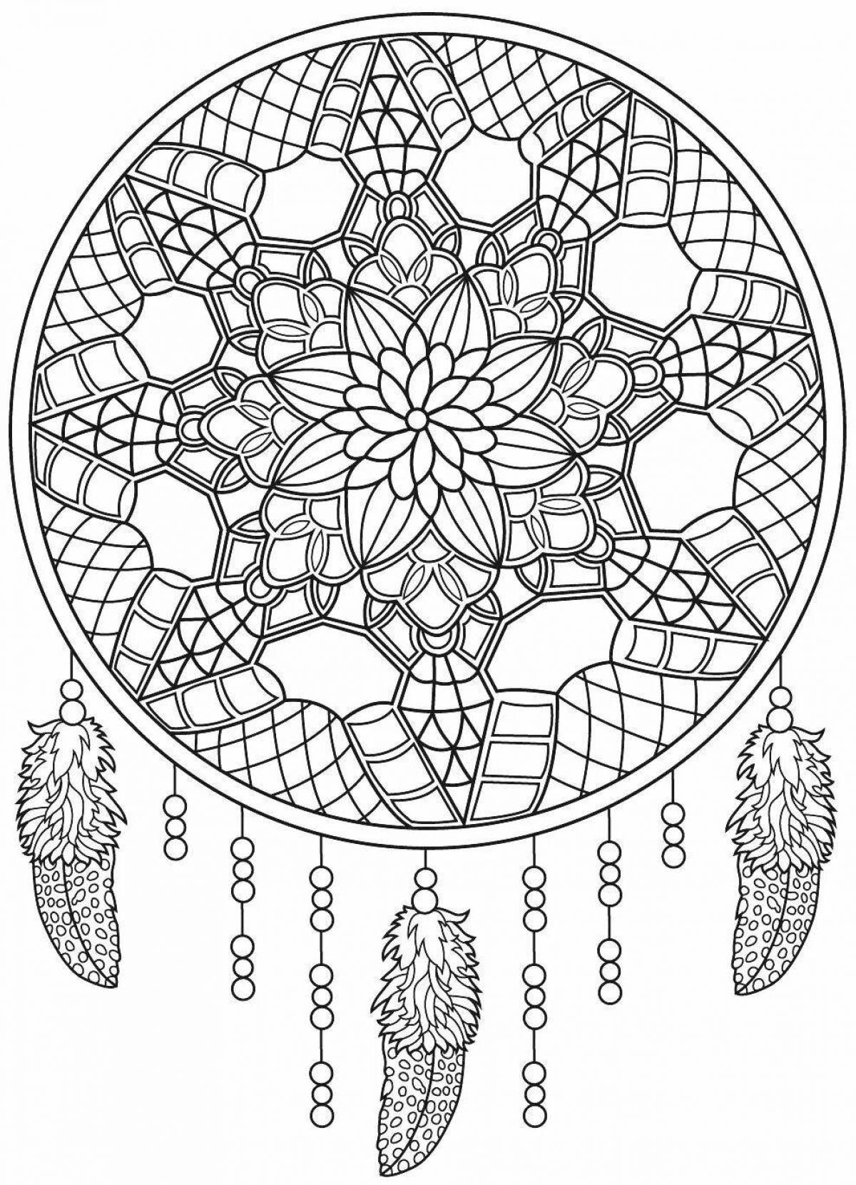 Photo Beautiful coloring book antistress dream catcher