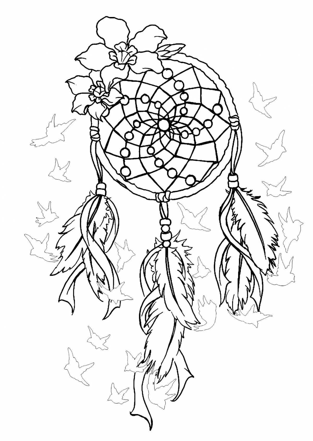 Animating coloring book antistress dream catcher
