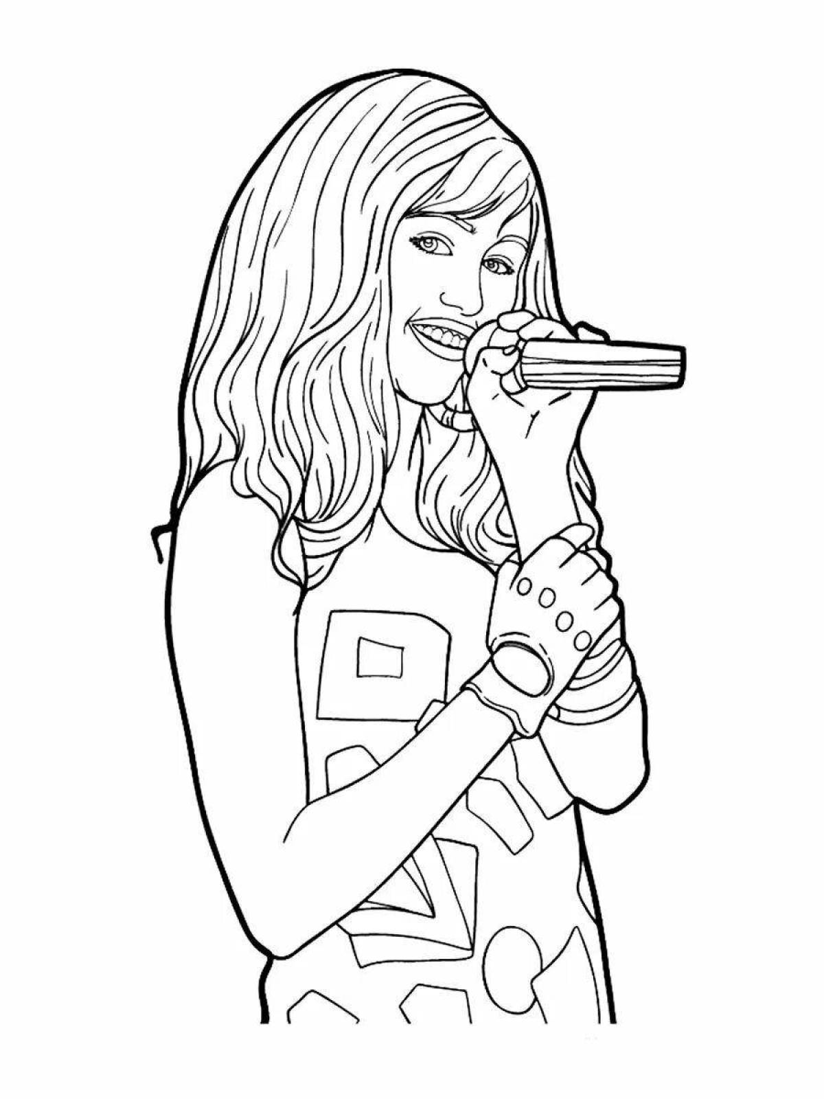 Photo Joyful singer coloring pages for kids