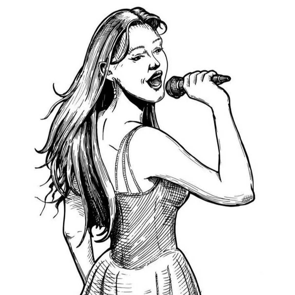 Coloring page playful singer for kids
