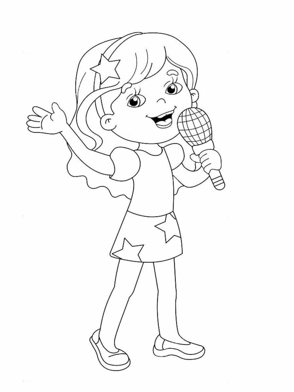 Holiday singer coloring pages for kids