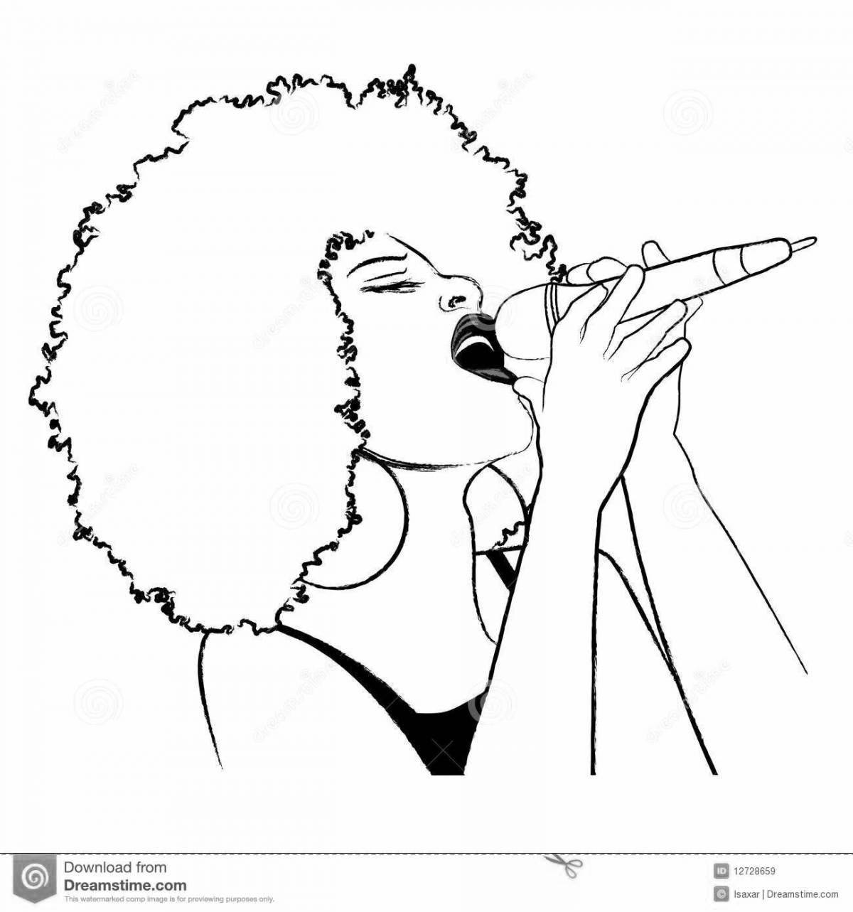 Colorful singer coloring book for kids